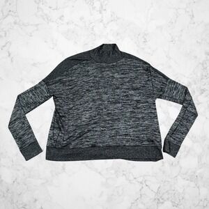 Rag & Bone Mock Neck Space Dye Marl Sweater Black White Drop Shoulder Small